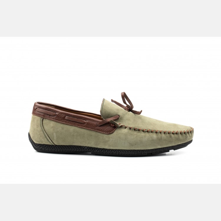 Yeşil Süet Deri Kurdaleli Loafer