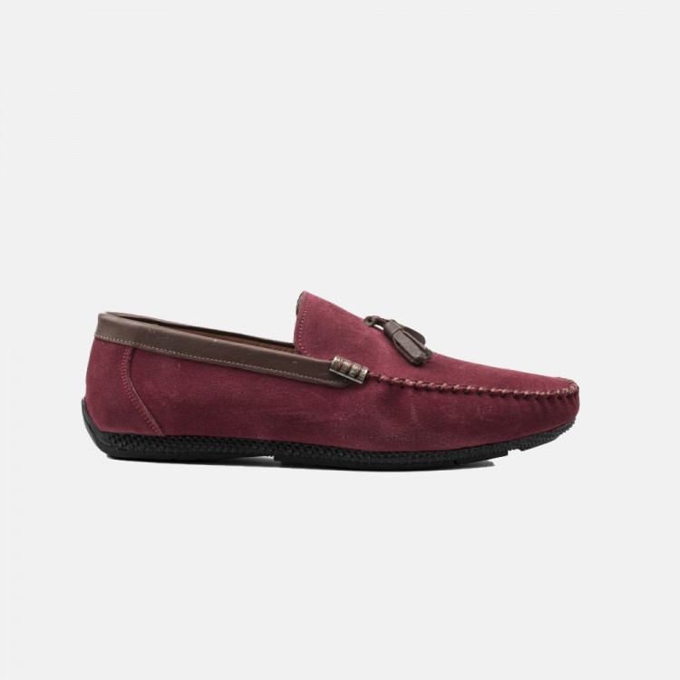 Bordo Süet Deri Loafer